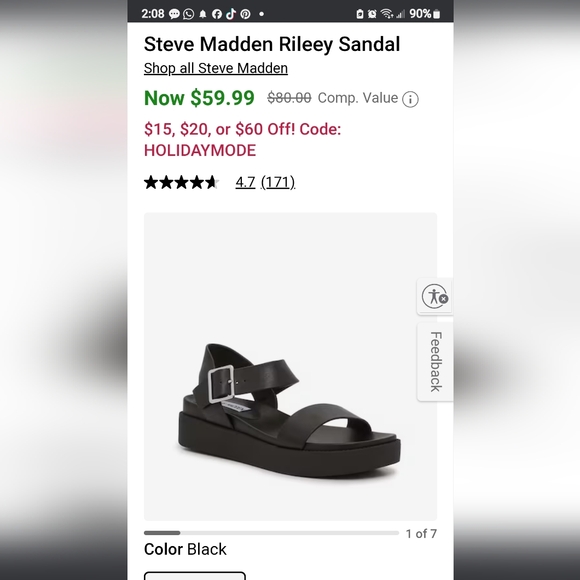 NWB, Lady's Black leather Steve Madden shoes 7.5 - Picture 6 of 6